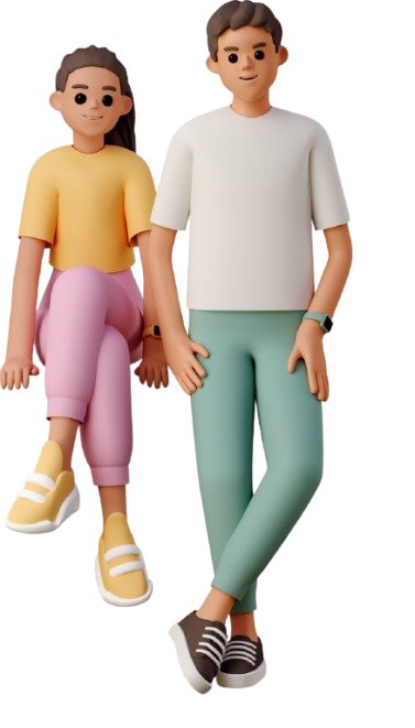 3d young woman sitting near young man standing ilustration removebg preview