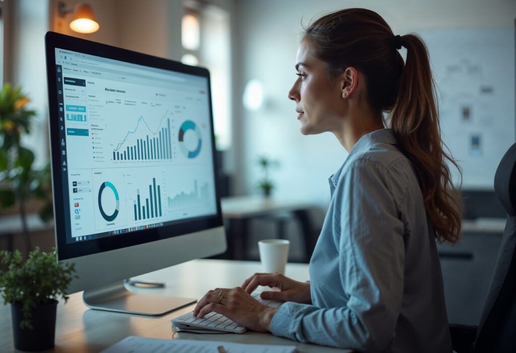 employee working marketing setting